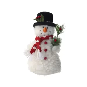 Peluche Snowman color Blanco - Rojo - Negro de 28 cm