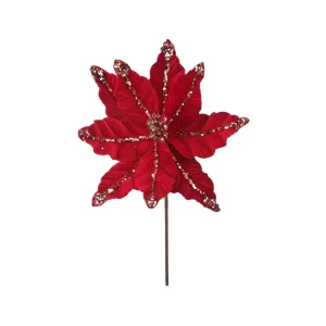 Flor De Navidad Brillante color Rojo de 61 cm