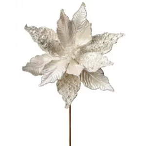 Poinsettia Perlada Blanco 61 cm color Blanco de 0 x 0 x 61 x 0 cm