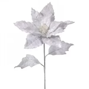 Poinsettia Terciopelo Blanco 58 cm color Blanco de  -5 x 58 cm