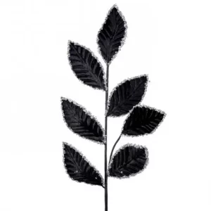Follaje Hojas Brillantes Negro- Plateado 66 cm color Negro de  0 x  0 x 66 x 0 cm