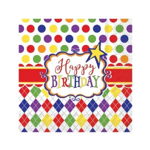 Servilleta coctel Feliz cumpleaños color Multicolor de 12,7 cm