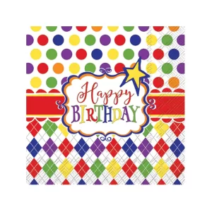 Servilleta lunch Feliz cumpleaños color Multicolor de 16,5 cm