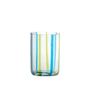 Vaso Cristal Tirache 12 Onz - Set 6 color Azul - Verde  de 10 cm