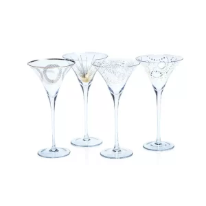 Copas Martini Celebration - Set 4 color Transparente - Dorado de 24cm