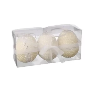 Huevos Perla - Set de 3 color Blanco de 8 cm