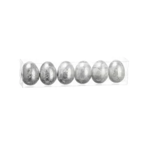 Huevos Metalizados -  Set de 6 color Blanco - Plateado de 42.5cm