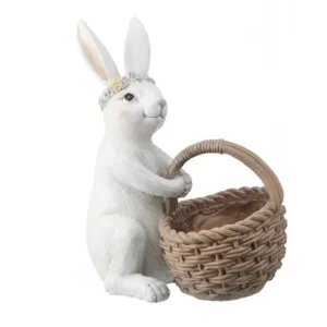 Conejo Cesta color Blanco - Marrón de 27 cm