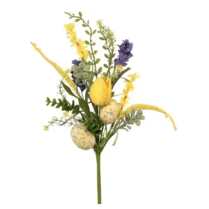 Bouquet Huevo Pascua color Amarillo - Morado de 36 cm