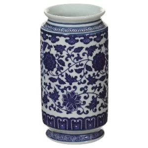 Florero Porcelana color Azul - Blanco de  0 x  0 x 15 x 0 cm