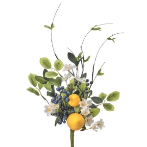 Rama Limón Floral color Azul - Amarillo - Blanco de  x 43 cm